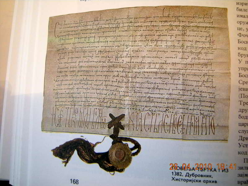 Сл. 6: Тврткова Повеља Дубровнику из 1382. г.